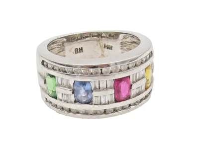 Anillo de oro blanco con diamantes y piedras preciosas genuinas de 1/2 quilate de oro EFFY de oro 14K talla 5 GR685 Foto 1 de 4