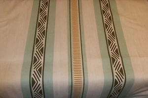 Uma Stewart Leinen Stoff Decke Streifen Rest 54" Breite x 68" Länge Handbedruckt USA - Bild 1 von 5