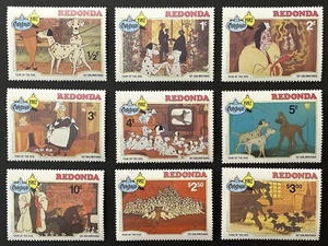 FRANCOBOLLI REDONDA 101 DALMATI DISNEY NATALE 1982 MNH ANNO DEL CANE CUCCIOLI 1 - Foto 1 di 1