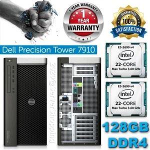 Dell Precision T7910 Dual Xeon 2x 2699 V4 44-Cores 128GB DDR4 Quadro M4000 8GB - Picture 1 of 9