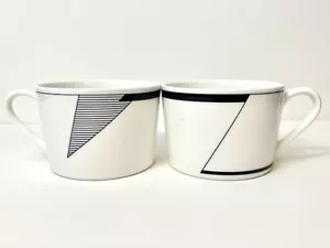 Christopher Stuart Angles Flat Cups/Mugs Set of 2, Art Deco, Coffee Tea Espresso - Picture 1 of 4