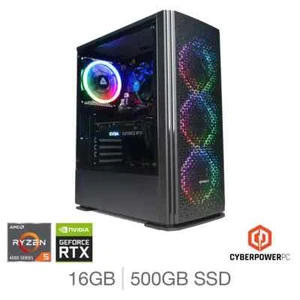 Gaming Desktop Cyberpower, Ryzen 5, 16GB RAM, 500GB SSD, NVIDIA RTX 4060 - Picture 1 of 4