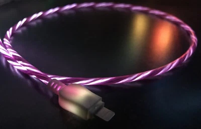 CANDY FLOW MOVING EL LIGHT-UP led USB data charger cable for iPhone X 8 7 6 5s - Image 1 of 4