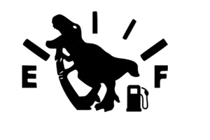 T-Rex Pulling Fuel Gauge Up Vinyl Decal Car Truck SUV Sticker TREX Gas Gage up - Picture 1 of 23