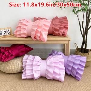 2x Bowknot Kissenbezug Satin Rüschen Überwurf Sofa Bettwäsche Dekoration DIY - Bild 1 von 18