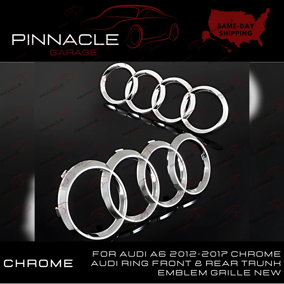 For Audi A6 2012-2017 Chrome Audi Ring Front & Rear Trunk Emblem Grille PG - Image 1 of 1