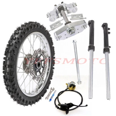 14inch 60/100-14 Tyre Tire Wheel Rim Front Forks Triple Tree Clamp Brake for KLX - Image 1 of 4