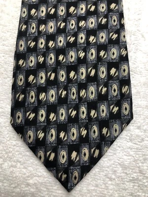 范海森男式领带黑色灰色米色 4 X 59 — 第 1/4 张图片