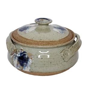 Ruth Lehmann Studio Stoneware Covered Casserole Pot Dish Glazed Brown Blue - Picture 1 of 10