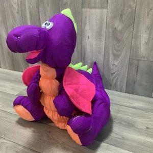 TRENDMASTERS LILA + ORANGE NYLON DRACHE STOFFTIER PLÜSCHTIER 1992 SAUBER - Bild 1 von 12