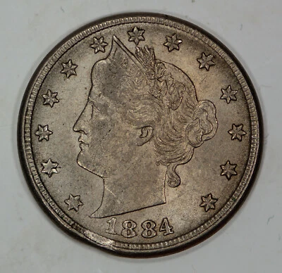 1884 Liberty V Nickel Error Rim Clip @K-7 AU - Image 1 of 2