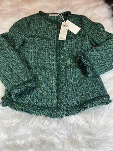 MEMX Green Blazer Jacket Size Medium women's stylish silk lining - Picture 1 of 13