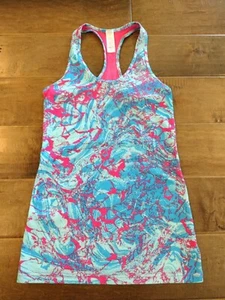 IVIVVA by LULULEMON Girls pink blue marble KeepUrCool racerback tank top, 12 - Picture 1 of 5