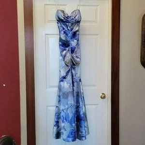 Jump Apparel Wendye Chaitin Purple & Blue Tie Dyed Maxi Gown Dress Juniors 7/8 - Picture 1 of 15
