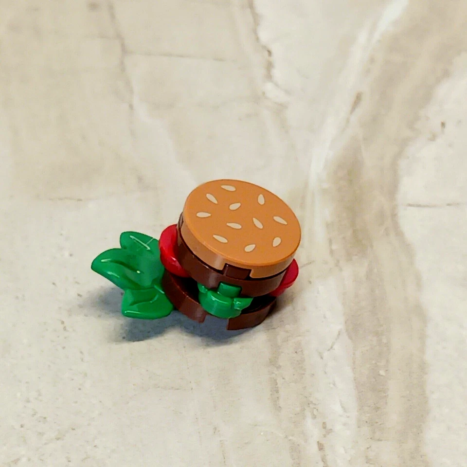 New LEGO Hamburger Take Out Food Double Tomato Lettuce Bun Seeded Bun Top Food - Image 1 of 1