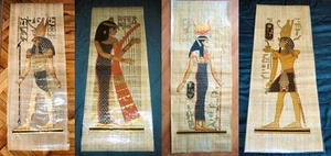 AUTHENTIC Collection Set 4 Handmade Papyrus Egyptian Art Painting_32"x12" Inches - Bild 1 von 1