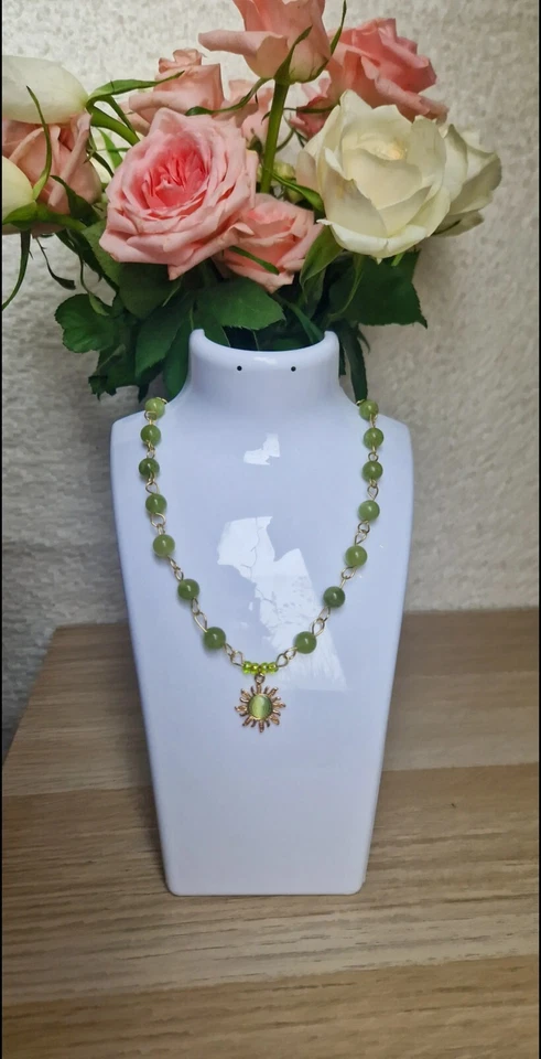 Peridotit Edelstein Kette Gold Grün - Bild 1 von 1