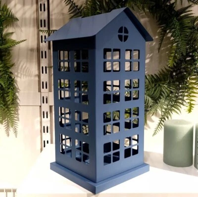 IKEA Candle Holder VINTERFEST 14” House Blue Wedding Party Metal - Image 1 of 4