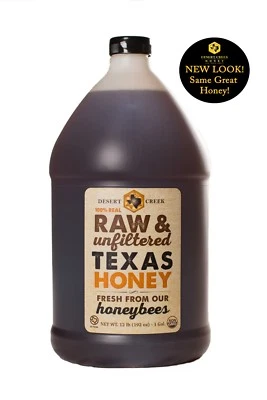 Miel de Texas cruda de un galón (12 lb) sin filtrar. No transgénico, kosher. Foto 1 de 2