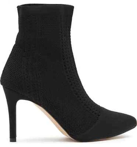 Nicole Miller New York "NONITO" Black Knit Ankle Stiletto Booties Size 9 - Picture 1 of 8