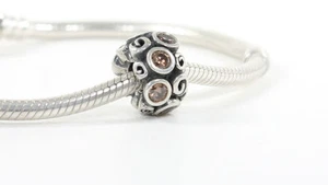 Pandora Echt 925 ALE Silber & BRAUNER FLECK UND WIRBEL Charm - 790330BCZ UVP65€!! - Bild 1 von 10