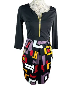 Miusol Retro Look Mini Dress Long Sleeve Zip Front Women’s UK Size M - Picture 1 of 8