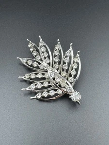 Blatt Brosche mit Strass unsigniert ~ Vintage - Bild 1 von 2