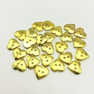 Pkg of 20 GOLDEN HEARTS Plastic Buttons 9/16" (16mm) Craft Scrapbook (9125)