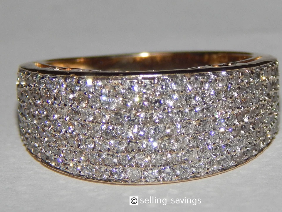 ANILLO DOMO BANDA ANCHA ORO AMARILLO 14K SONIA BITTON 1.25 tcw pavé diamante 9mm talla 7 Foto 1 de 4