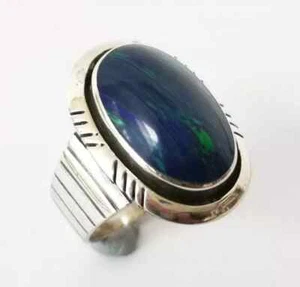 Vintage Mexico Blue Green Opalite Opal Solid 925 Sterling Silver Ring Sz R½ - Picture 1 of 12