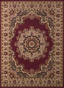 Burgundy Traditional 2x7 Area Rug United Weavers 851-10134 - Approx 2'3" x 7'2" - Picture 1 of 3