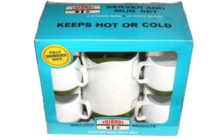 Vintage Thermos Insulated Server & Mug Set White Green NEW in Sealed Box 1116 - Picture 1 of 8