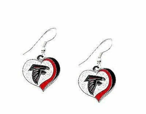 Atlanta Falcons Glitter Sparkle Heart Earrings  Nickel Free Cover