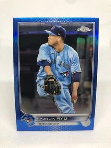 2022 Topps Chrome Blue Refractor /150 Hyun-Jin Ryu #122 Blue Jays Card PWE - Picture 1 of 2