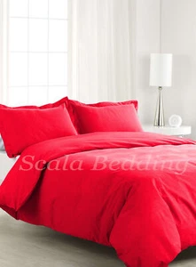 Egyptian Cotton UK King Duvet Quilt Cover Set with Fitted Sheet Red - Picture 1 of 1