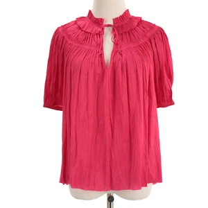 Ulla Johnson NWT Eleni Pleated Short Sleeve Top Size 4 in Solid Pink - Picture 1 of 9