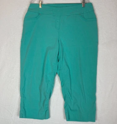 Westbound Woman 18W Green Capri Pant Stretch Pockets Elastic Waist - Image 1 of 4