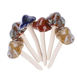 6 Piece Garden Mushrooms - Ceramic for Yard, Fairy Garden Stakes Lawn Ornamen... - Picture 1 of 7