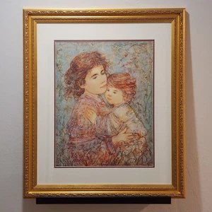 Edna Hibel Framed Print - Cora and Linda #613/2000 (27" x 31") - Picture 1 of 7