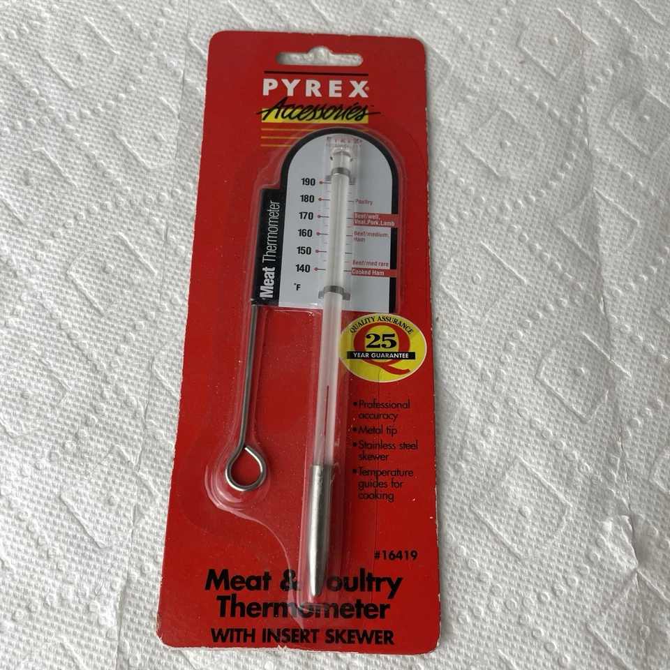 Pyrex Meat Thermometer New In Package Vintage Model 16419 - Image 1 of 4
