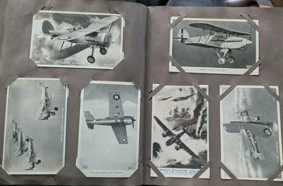 HUGE LOT: 128 Unsent WWII Aircraft Postcards in Album Salmon & Valentines VGC - Image 1 of 4