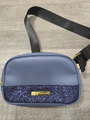 Joy Couture Sleek Silhouette Leather Sparkle Waist/Sling Bag Astral Blue NWOT - Image 1 of 4