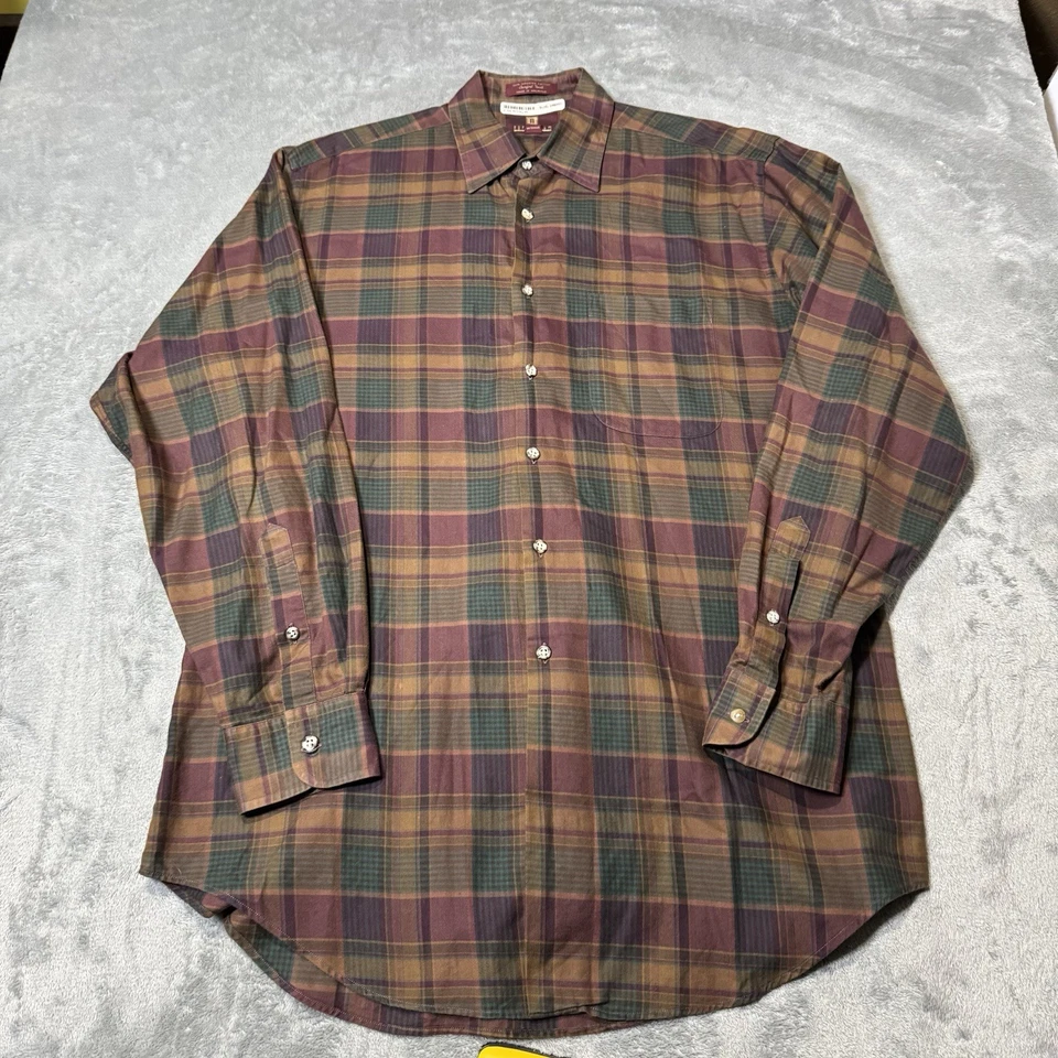 Vintage 90s Nordstrom Button Down Shirt Mens M Brown Cotton Soft Plaid - Image 1 of 4