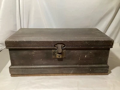 Antique RUSTIC Solid Wood Carpenter Tool Storage Box Trunk, Early/Mid 20th C - Image 1 of 4