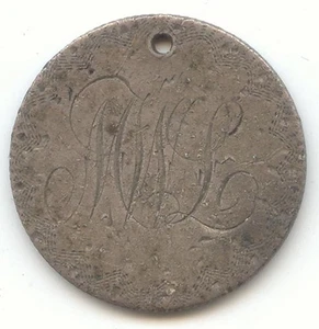 Love Token, 1884 Seated Liberty Dime, Initials M W L, MWL - Picture 1 of 2