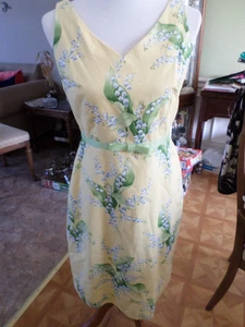 Gelbes ärmelloses Damenkleid Größe Petite 8 JG Hook LILY of the VALLEY gefüttert - Bild 1 von 5