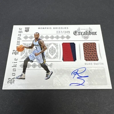 2014-15 Panini Excalibur #9 Russ Smith Rookie Rampage Patch Auto Ball /349 - Image 1 of 4