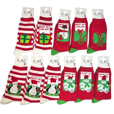K BELL Calcetines Navidad Crew Lote de 11 Pares Medias Stuffer Portatarjetas Regalo Foto 1 de 4