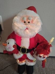 Babbo Natale in fibra ottica multicolore si illumina con albero e sacchetto 16" di giocattoli pupazzo di neve - Foto 1 di 10