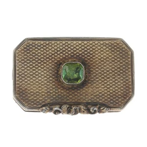 W & D Tourmaline Antique Vinaigrette Box Sterling 925 Gilded Birmingham England - Picture 1 of 9